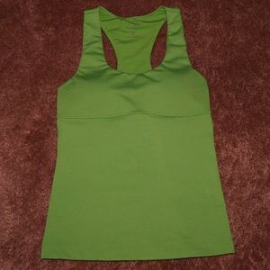 Athleta green 32B racerback padded bra tank top